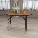 Table pliante en bois 48hlf - rd, d'ingnierie, naturel, 48' half - round