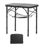Table pliante de camping 60x40 cm - duoku - l�g�re et compacte - en aluminium mdf - hauteur ajustable ...
