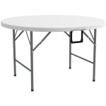Table pliante table de camping pliable table de jardin Ø 122 x 73h cm poigne acier epoxy hdpe blanc ...