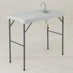 Table pliante de jardin 108 cm costway, table de nettoyage extérieur en hdpe avec evier, robinet pivotant ... Table pliante de jardin 108 cm costway, table de nettoyage extérieur en hdpe avec evier, robinet pivotant ...