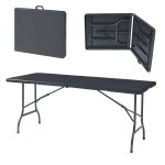 Table pliante avec plateau rectangulaire 180 x 75 x 72 cm noir helloshop26 03 0011090