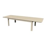 Table de repas extensible en aluminium ? darius 230 / 350 x 120 ? allonge papillon ? coloris cr�me