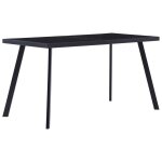 Table de salle a manger noir 140x70x75 cm verre tremp�