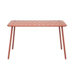 Table salon de jardin repas 4 a 6 places 120x70cm terracotta