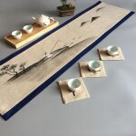 Table a th chinoise zen en coton chanvre, drapeau de table, nappe longue artistique, tapis de prparation ...