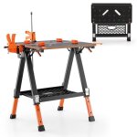 Table de travail costway - etabli et chevalet de sciage 2 en 1 - réglable en hauteur - capacité 454kg ... Table de travail costway - etabli et chevalet de sciage 2 en 1 - réglable en hauteur - capacité 454kg ...