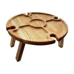 Table a vin d'extérieur avec pieds pliants, mini table de pique - nique en bois rond, facile a transporter, ... Table a vin d'extérieur avec pieds pliants, mini table de pique - nique en bois rond, facile a transporter, ...