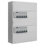 Tableau 2 rang�es pr� - �quip� 2 inter. diff. 63a + 10 disjoncteurs - siemens