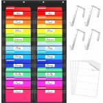 Tableau de poche de rangement, dossier d'organisation murale avec 20 pochettes transparentes, 20 autocollants ...