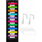 Tableau de rangement robuste avec 10 poches, classeur mural suspendu, 2 crochets de porte inclus, 10 ...