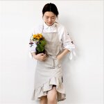 Tablier japonais simple en coton et lin pliss� en queue de papillon, bavoir de m�nage pour femmes, tablier ...