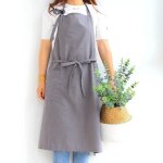 Tablier de jardinage en coton et lin pour femme, salopette de cuisson, blouse de caf, magasin de fleurs, ...