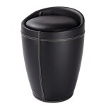 Tabouret / bac  linge salle de bain - candy - simili cuir noir wenko