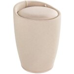 Tabouret / bac  linge pour salle de bain - candy - tissu - beige wenko