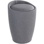 Tabouret / bac  linge pour salle de bain - candy - tissu - gris fonc wenko