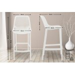 Tabouret de bar d'ext�rieur avec repose - pieds plastique blanc