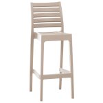 Tabouret de bar pour intrieur ou extrieur en plastique beige empilable avec repose - pieds 10 mdj10229 ...