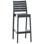 Tabouret de bar pour int�rieur ou ext�rieur en plastique gris fonc� empilable avec repose - pieds 10 ...