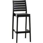 Tabouret de bar pour intrieur ou extrieur en plastique noir empilable avec repose - pieds 10 0000656 ...