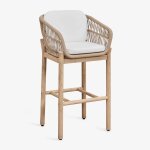 Tabouret haut de jardin en bois d'acacia et corde tress�e karvia acacia marron clair ¿75 cm