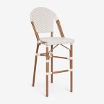 Tabouret de jardin empilable haut avec dossier en aluminium et rotin synth�tique brielle bistro beige ...