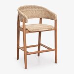 Tabouret de jardin haut en bois d'acacia et rotin synth�tique ribeira brun acacia ¿65 cm
