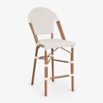 Tabouret de jardin empilable haut avec dossier en aluminium et rotin synth�tique brielle bistro beige ...