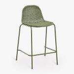 Tabouret de jardin haut empilable en rotin synth�tique reiven vert olive intense ¿65 cm