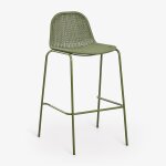Tabouret de jardin haut empilable en rotin synth�tique reiven vert olive intense ¿75 cm
