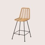 Tabouret de jardin haut en rotin synthtique gouda natural naturel noir ?65 cm