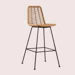 Tabouret de jardin haut en rotin synthtique gouda natural naturel noir ?75 cm