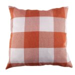 Taie d'oreiller a carreaux, housse de coussin de canap� en coton et lin