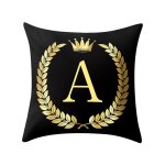 Taie d'oreiller imprim�e en lettres noires et dor�es, housse de coussin d�corative pour la maison, pour ...