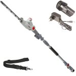 Taille haie sur perche telescopique 12v - lame de 41cm - batterie lithium 2, 5ah - chargeur 12v - sangle ...