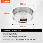 Tamis � farine - vevor - 12 mailles - acier inoxydable 304 - cuisson, convient aux haricots mungo, au ...