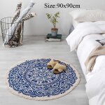 Tapis de sol rond en coton et lin, pour salon, tatami, pour salon, canapé, table basse Tapis de sol rond en coton et lin, pour salon, tatami, pour salon, canapé, table basse