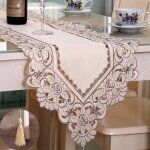 Tapis de table brod a fleurs creuses, couverture de nappe rectangulaire, motif floral floral brod