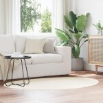 Tapis vidaxl crme polyester 100 x 200 cm tapis de surface ovale