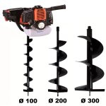 Tarire thermique 52 cm3 - 3 cv + lot de 3 mches (100, 200 et 300 mm)