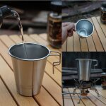 Tasse en acier inoxydable de 300ml, portable, randonnée en plein air, camping, tasse a café, cuisine ... Tasse en acier inoxydable de 300ml, portable, randonnée en plein air, camping, tasse a café, cuisine ...