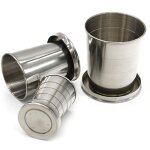 Tasse a caf� pliable en acier inoxydable, portable, t�lescopique, pour voyage en plein air, randonn�e, ...