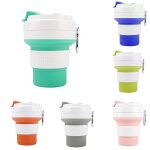 Tasse de caf tlescopique pliante portable, verre d'eau, anti - brlure, pour voyage en plein air, 350ml ...