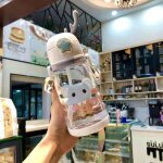 Tasse a eau anti - chute pour enfants, sac bouilloire portable en bois, en paille, pour elves du primaire, ...