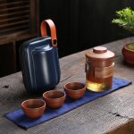Tasse d'invit rapide en verre de sable violet, cramique anti - brlure, pot trois tasses, service a ...