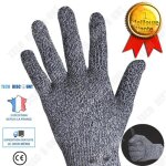 Td� gant anti coupure cuisine alimentaire boucherie gris fibre niveau 5 haute resistance couteaux ustensile ...