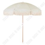 Td parasol d'extrieur avec spray i franges fibre plastique imitation bois mt manuel parapluie ...