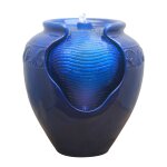 Teamson home outdoor glazed pot fountain blue royal blue