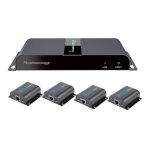 Techly hdmi 1x4 extender splitter over cat6 / 6a / 7 50m with ir pass - back - emetteur + 4 rcepteurs ...