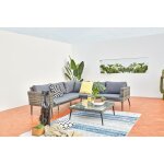 Tefari salon de jardin bas - rsine et acier 5 places