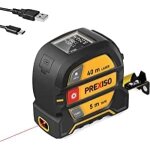 Telemetre laser 2 en 1 prexiso, metre ruban de 5m rechargeable, outil de mesure avec crochet magnetique ...